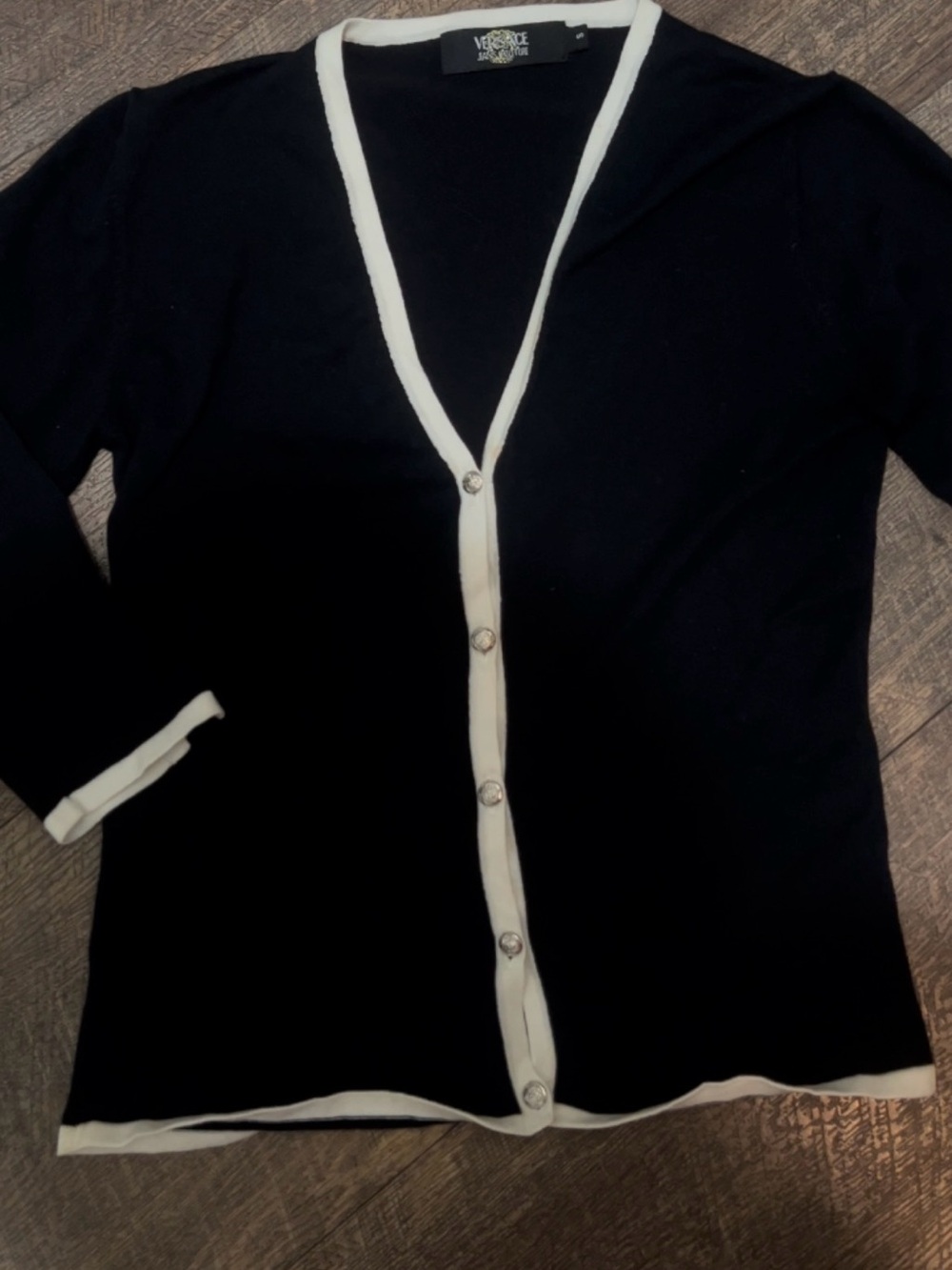 Versace Jeans Couture Black Cardigan with White Trim